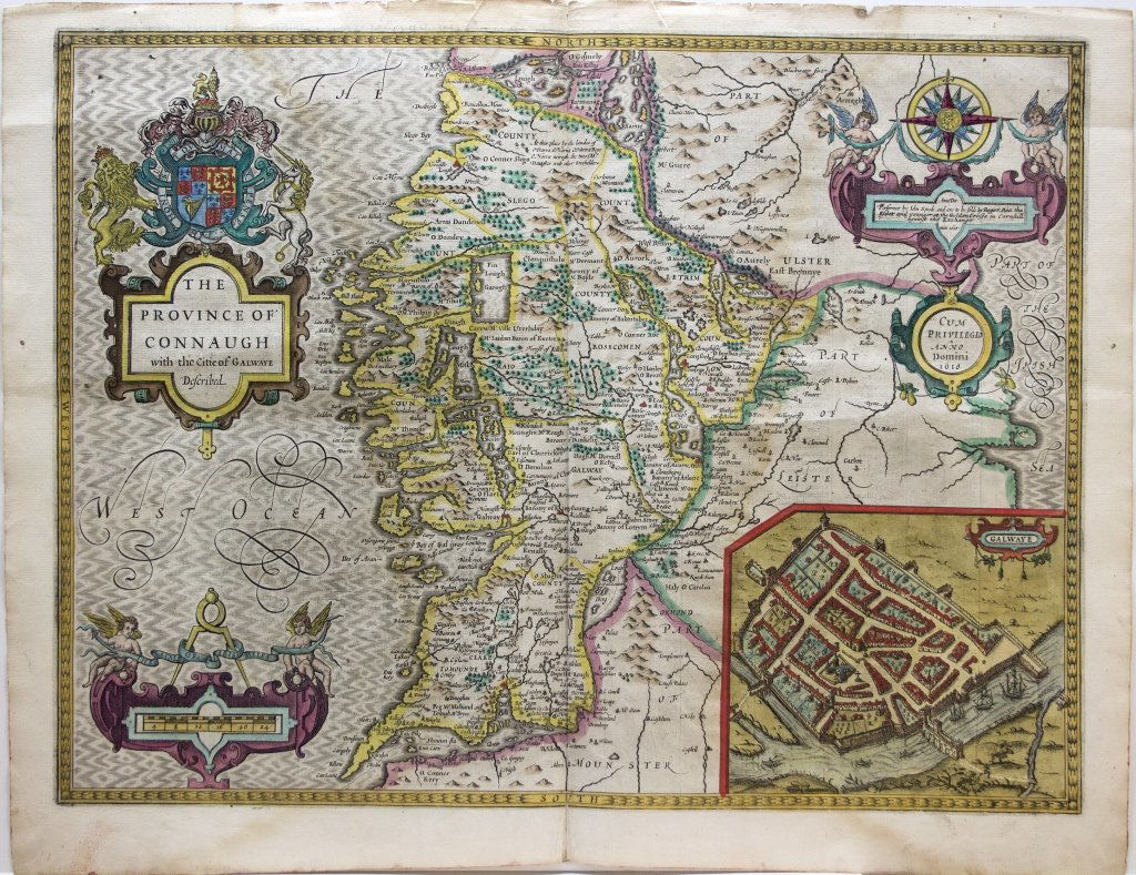 John Speed. THE PROVINCE OF CONNAUGH...: [Ireland/John Speed] THE PROVINCE OF CONNAUGH WITH THE CITIE OF GALWAYE DESCRIBED. Performet by John Speede and are to be solde by Roger Rea the Elder and younger at the Golden Crosse in Cornhill agai