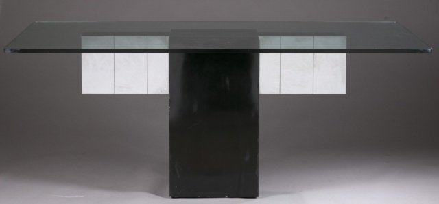 Paul Evans glass & chrome table. Mid 20th cen. (1 of 5)