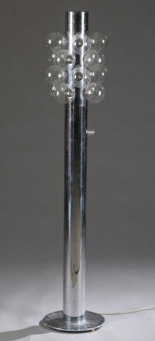 Modern chrome cylinder-form floor lamp. c.1960. (1 of 2)