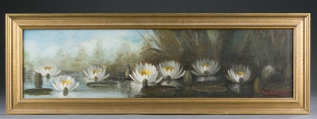 Fred Grant Young, painting of a water lily pond. (1 of 6)