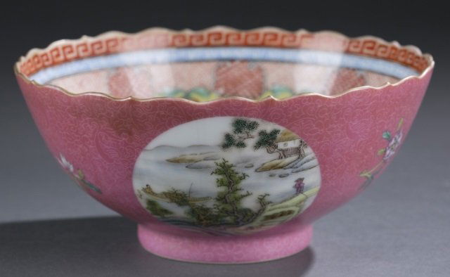 Chinese polychrome enameled famille rose bowl. (1 of 6)