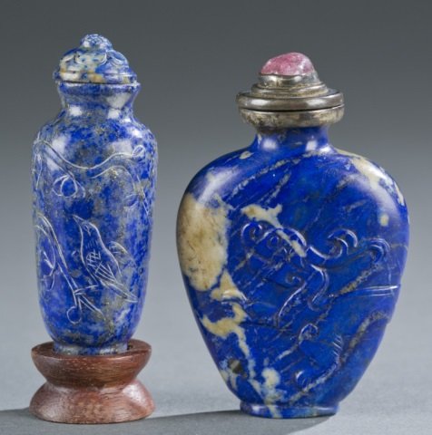 Group of 2 Chinese lapis snuff bottles. (1 of 7)