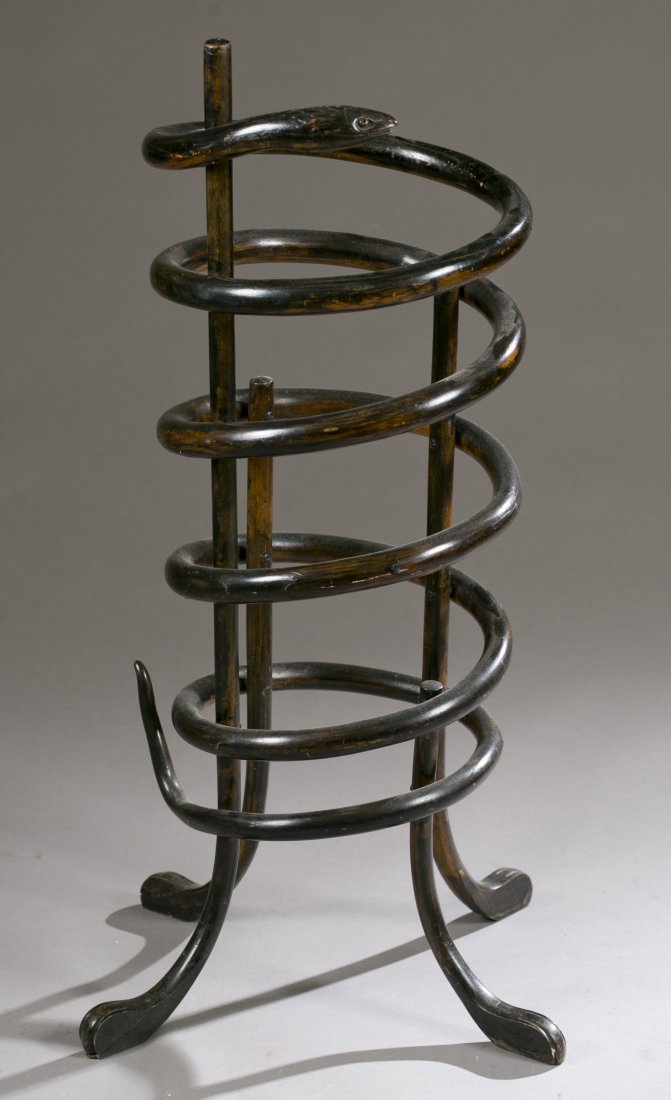 Thonet style bent wood snake umbrella stand. (1 of 4)
