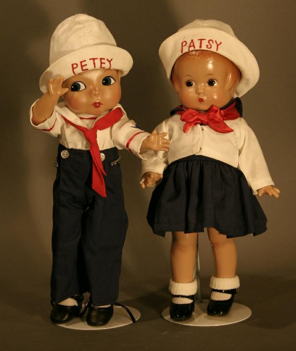 Effanbee Patsy and Petey Sailor Dolls. 12" tall: Effanbee Patsy and Petey Sailor Dolls. 12" tall