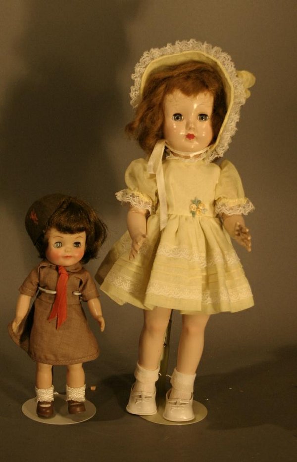 Two Dolls: Effanbee Honey Doll and Small Brownie.: Two Dolls: Effanbee Honey Doll and Small Brownie.