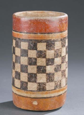 Ceramic vessel.: A ceramic vessel, Guatemala, Maya. 600-1200CE. 6 1/2"h x 4"w. Provenance: Collection of Dr. John B. Harper. In most cases the date is a 20th century attribution is an indication of stylistic origin an