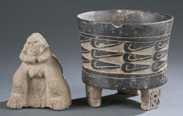 A Mayan bowl and stone figure. (1 of 6)