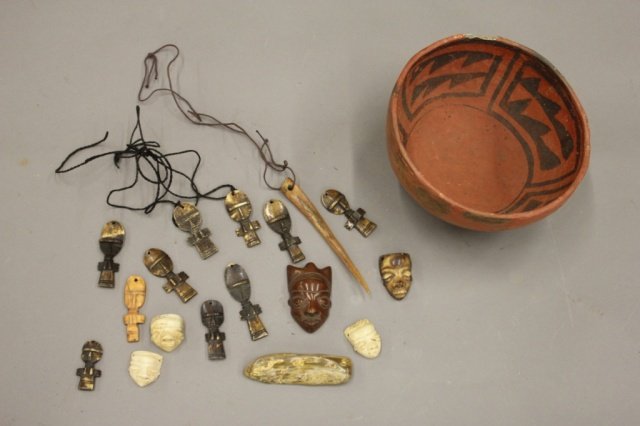 Prehistoric bowl w/ 12 tourist charms (1 of 3)