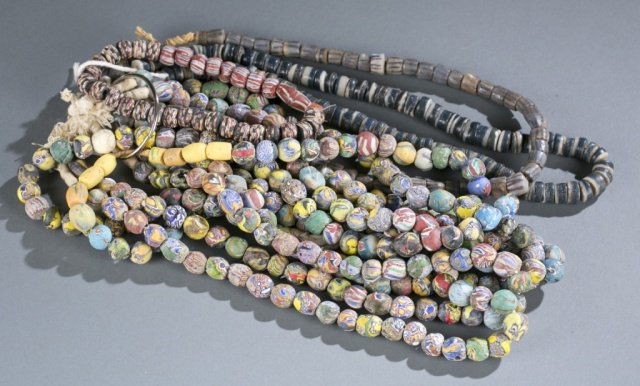 Group of Ghana and Krobo powder glass trade beads. (1 of 4)