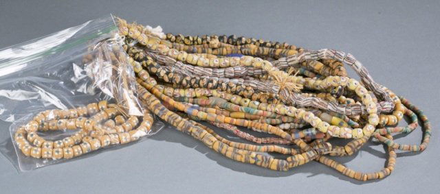 Group of multicolored powder glass trade beads. (1 of 4)