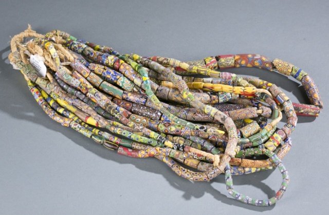 Group of Venetian millefiori glass trade beads. (1 of 3)