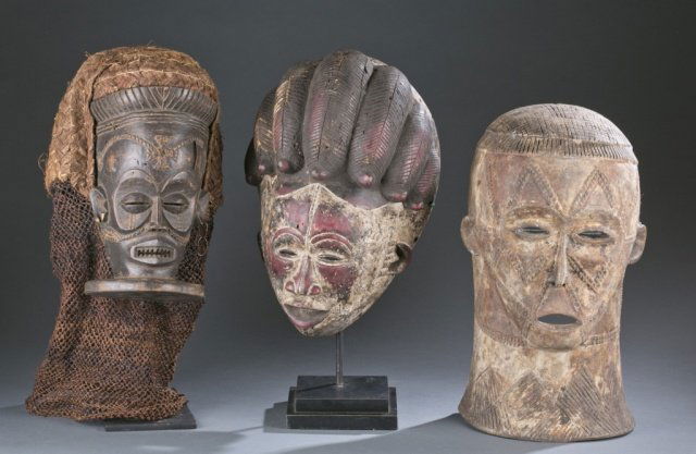 Group of 3 African masks. (1 of 5)