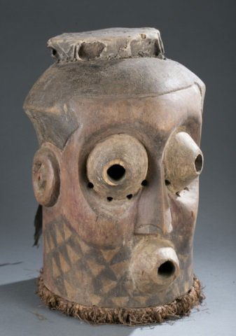 Kete polychrome and wood helmet mask. (1 of 3)