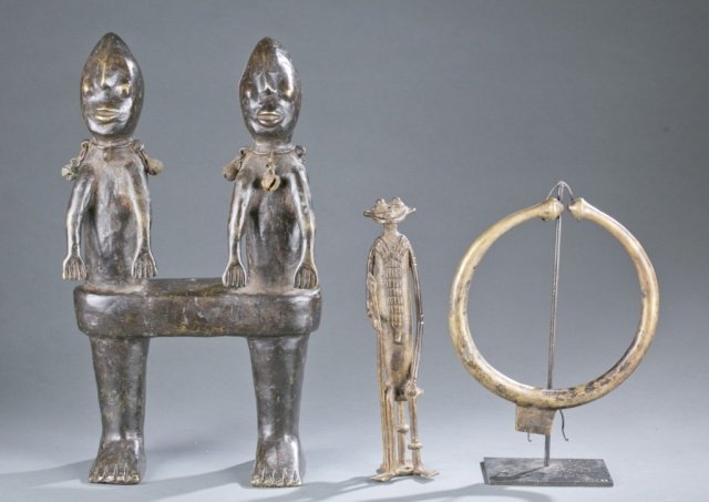 3 West African metal items. (1 of 8)