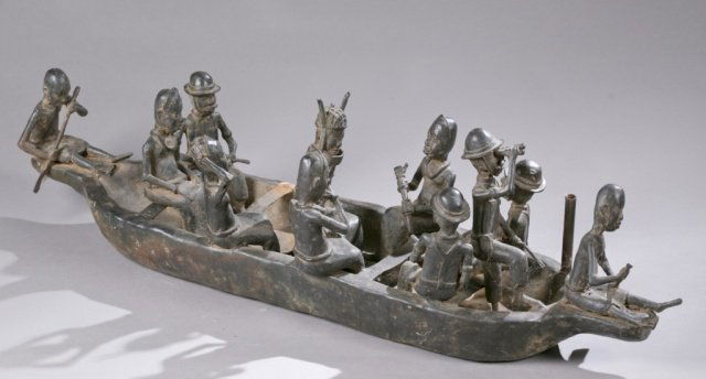Benin Metal Boat with figures c.20th century. (1 of 7)