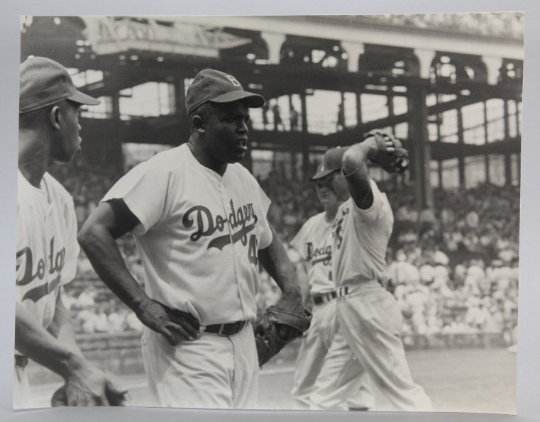 7 photographs: 4 Jackie Robinson, 3 Willie Mays.: [Photographs/Sports] 7 gelatin silver prints by Arthur B. Rickerby. Rickerby is best known for his coverage of Kennedy (for Life magazine, beginning in 1961), and was in the motorcade when Kennedy was