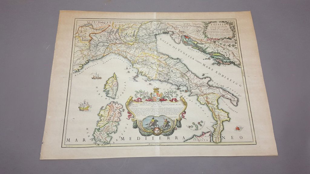 C. 1695 Giacomo Cantelli map of Italy by BARBEY (1 of 4)