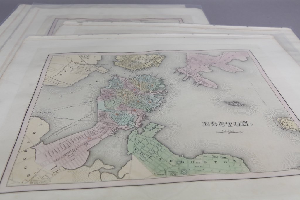 4 Maps: Bradford (1838): Mass., CT, NJ, Boston. (1 of 4)