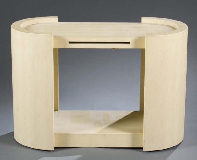 Karl Springer style snake skin side table. (1 of 3)