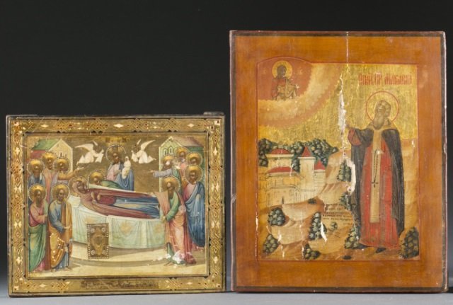 Group of two Russian hand painted icons. (1 of 5)
