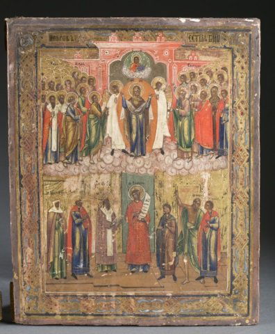 Russian hand painted icon panel, 19th/20th c. (1 of 2)