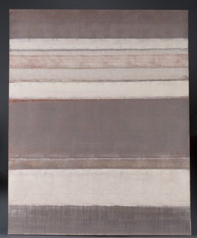 Willem De Looper, large abstract o/c, 1976.: De Looper, Willem (United States/ Washington, D.C., 1932-2009). Abstract expressionist color fields of muted grays, mauve, and brown. 48 1/4" x 60 1/8".