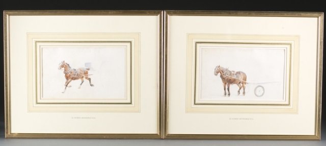 2 Watercolors attrib. to Alfred J. Munnings. (1 of 6)