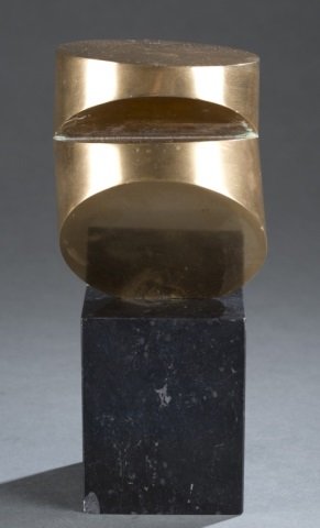 Mid-Century Modern bronze sculpture on base. (1 of 4)