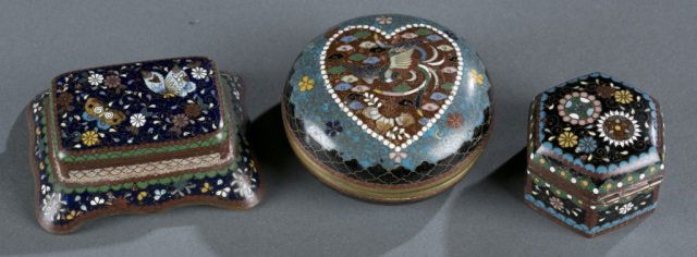 Group of 3 Japanese cloisonne boxes. (1 of 9)