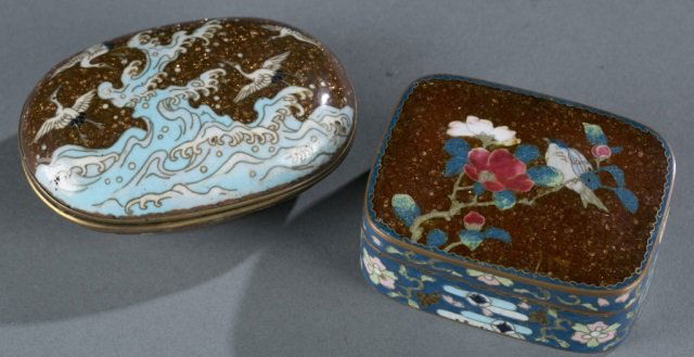 Group of 2 Japanese cloisonne boxes. (1 of 6)