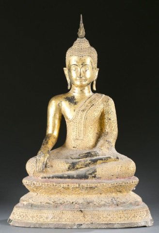 Gilt Thai bronze Buddha statue. (1 of 5)