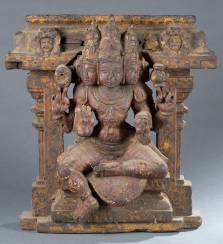 Indian wood temple ornament of Shiva. (1 of 5)
