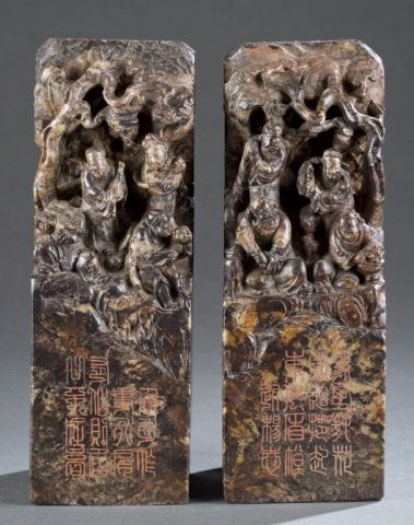 Pair of large Chinese seal stones. (1 of 9)