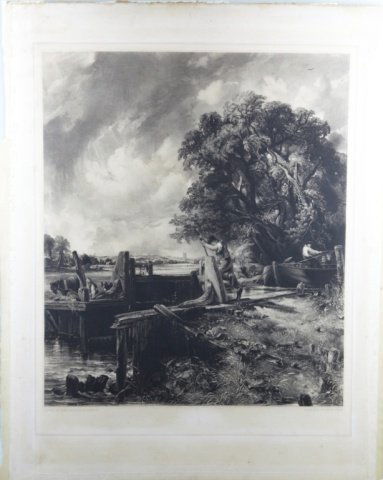 Mezzotint by John Constable (Britain, 1776-1857).: John Constable (Britain, 1776-1857). The Lock, Mezzotint. Printed by David Lucas; toning throughout sheet. Sheet: 30 3/4" x 24".