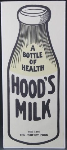 Hood Mile bottle sign.: Hood Milk bottle sign. 18" x 8". Condition: excellent.