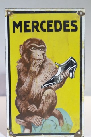 Mercedes with monkey & shoe sign.  c.1930. (1 of 1)