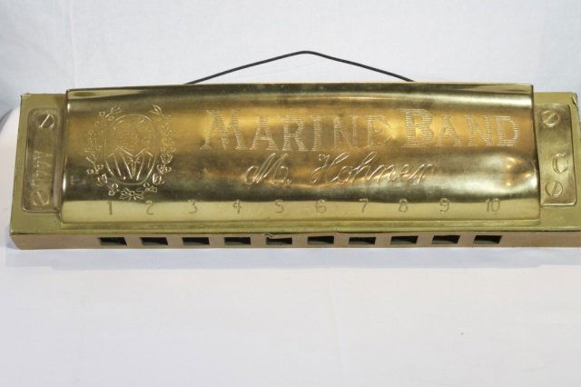 A Hohner Harmonica trade sign & marine harmonica (1 of 1)