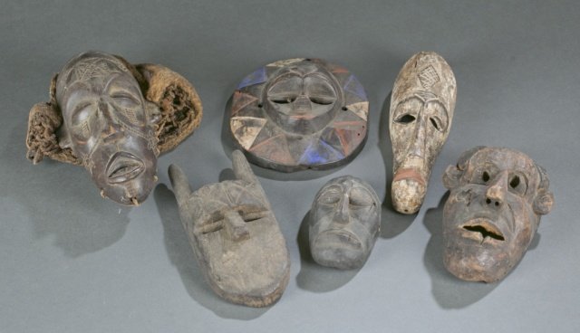 6 Small African wooden masks. c.20th century. (1 of 7)