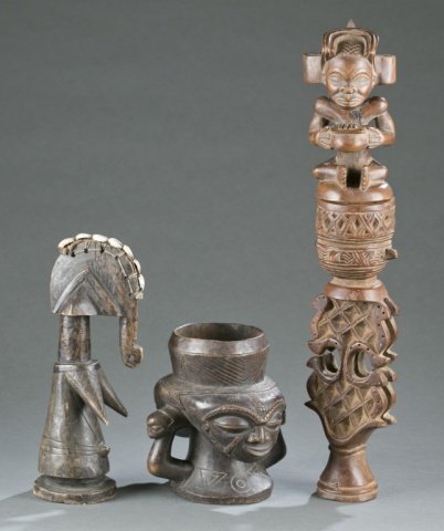 3 African carved wood objects. 20th century. (1 of 7)
