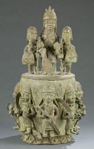 Benin style metal vessel. 20th century. (1 of 5)