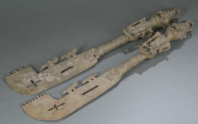Group of 2 Benin style metal swords. (1 of 4)