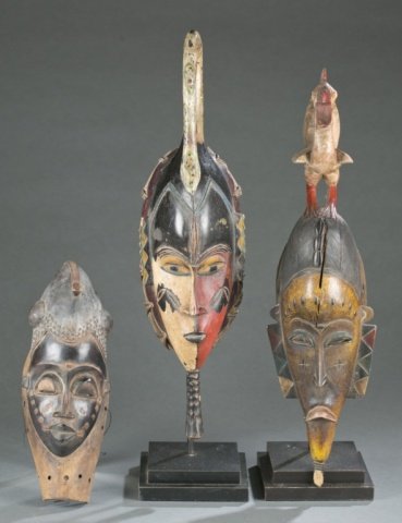 3 African polychrome masks. c.20th century. (1 of 5)