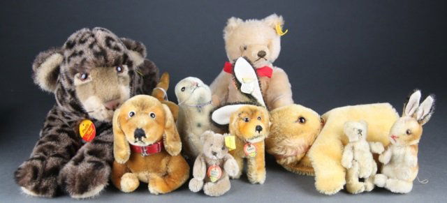 Group of 9 Stieff stuffed animals. (1 of 2)