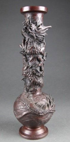 Meiji Period Export Bronze Vase. (1 of 3)