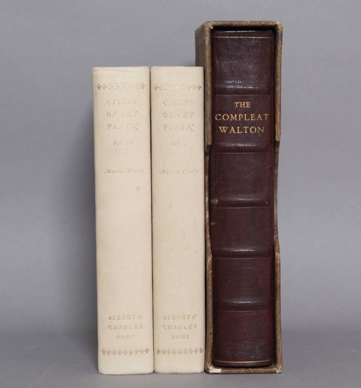 2 Titles (3 Vols) incl: Nonesuch COMPLEAT ANGLER.: [Fine Printing] 2 Titles (3 Vols). ++ Izaak Walton. THE COMPLEAT ANGLER/ THE LIVES OF DONNE, WOTTON, HOOKER, HERBERT & SANDERSON… Nonesuch Press, 1929. #181 of 1600. Dreyfus 61. 8vo. Full leather, e