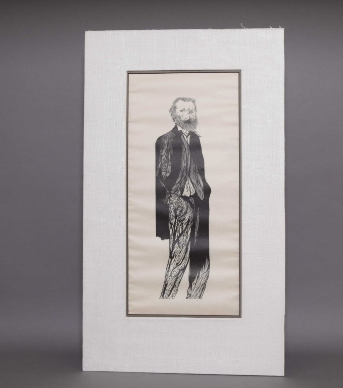 Leonard Baskin. Wood engraving. Pencil signed.: [Baskin, Leonard] Wood engraving. 16 7/8 x 7 ¾ in. within matting. Adhesive to edges of both sides of sheet. Pencil signed below image.