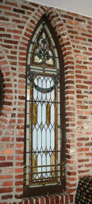 Pair of Stained glass window with arched top, For