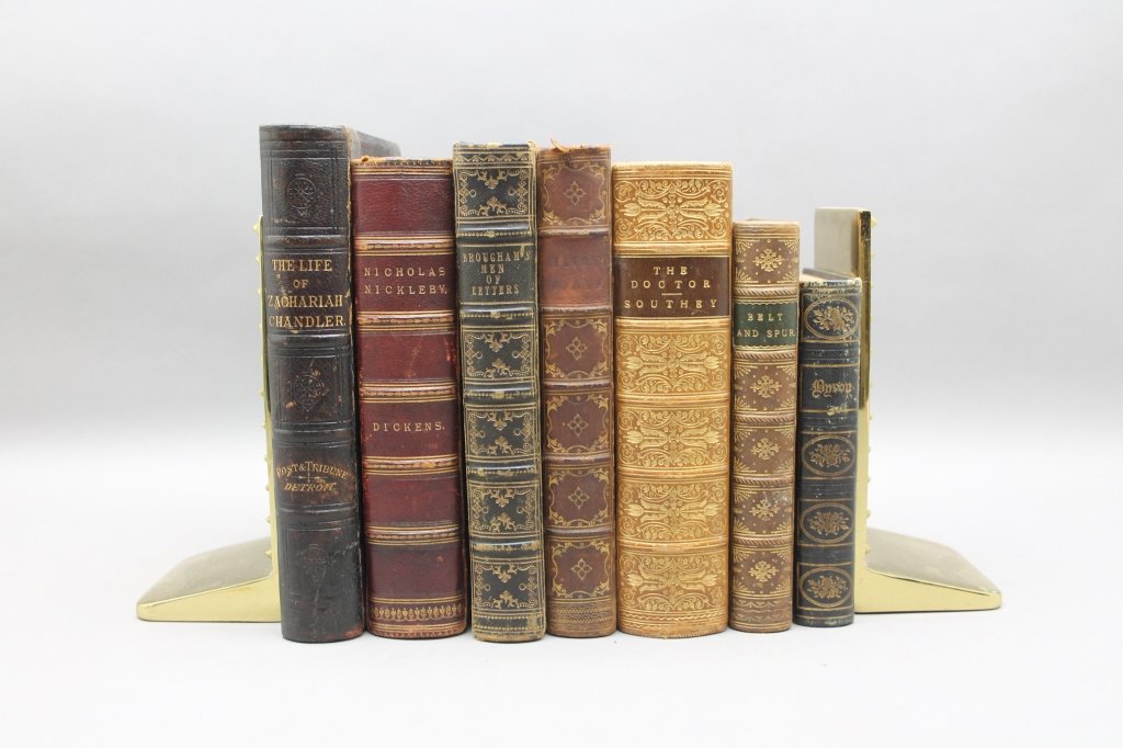 7 Books: Southey, Byron, Dickens, Milton, 3 others: [Literature/History] 7 Titles. 12mo/8vo. Half/full leather. ++ Robert Southey. THE DOCTOR, &c. Lon: Longman, Brown, Green, and Longmans, 1849. Single-volume edition. Very good. ++ THE POETICAL WORKS O