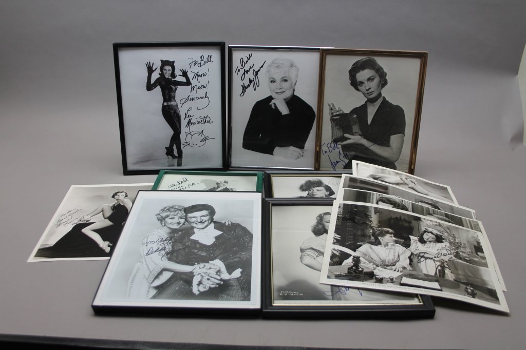 11 signed items: Muriel Evans, other actresses.: [Entertainment/Actresses] 11 items signed by actresses (mostly photographs, some halftone, a few lobby cards): Shirley Jones, Lee Merriwether, Jean Simmons, Debbie Reynolds, Karen Morley, June Havoc,