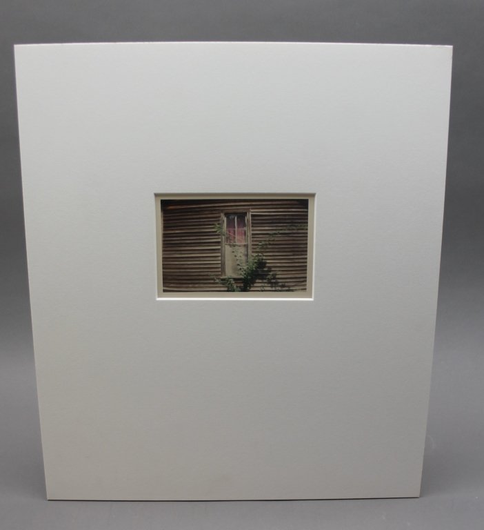 CHRISTENBERRY: "Window with Lavender Curtain.": [Christenberry/Photograph Signed] Christenberry, William (US, 1936-). 1975 color photograph printed in 1993. Ink signed by Christenberry at lower right corner of verso and titled at lower left of vers
